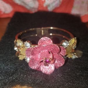 Betsey Johnson Pink Glitter Rose Bracelet